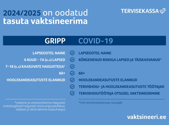 Gripp ja Covid-19 riskirühmad 2024/2025 viirushooajal