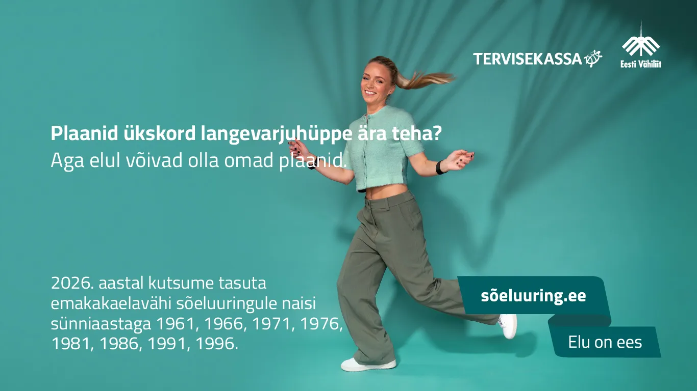 Naine langevarjuga, fotol emakakaelavähi sõeluuringule kutsutud sünniaastad