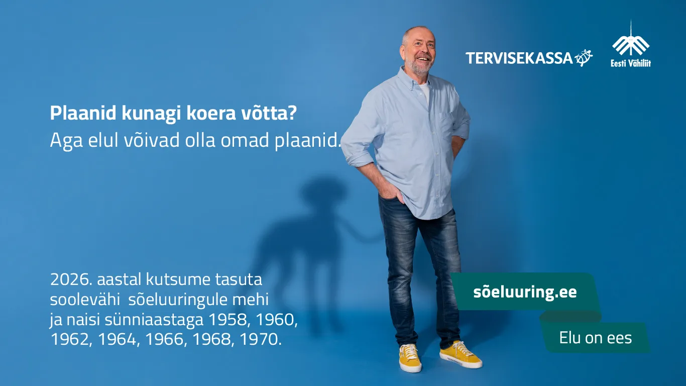 Mees sinisel taustal, all 2026. a sõeluuringule kutsutute sünniaastad