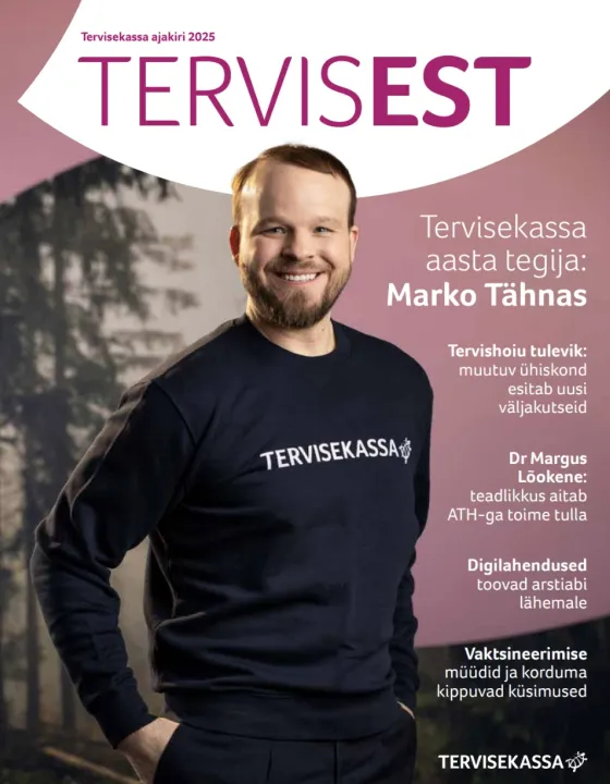 Ajakirja TervisEst kaanepilt, millel on Tervisekassa aasta tegija Marko Tähnas.